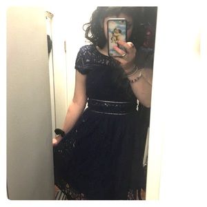 navy blue lace dress